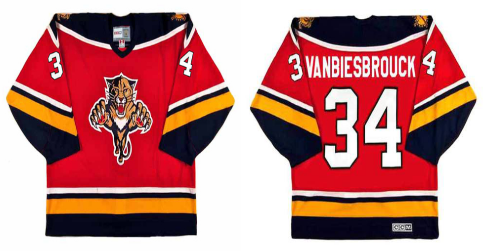 2019 Men Florida Panthers #34 Vanbiesbrouck red CCM NHL jerseys